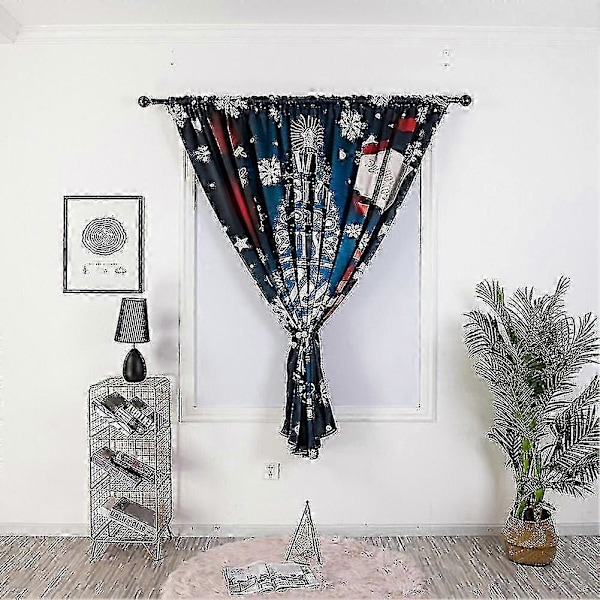 Dekorativt gardin 140x130cm Polyester Snømannmønster - Festlig Aksent