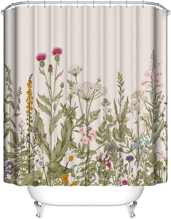 Blomster Bruseforhæng Vandtæt Skimmel- og Mildewresistent Vaskbar