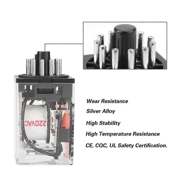 MK3P-I AC 220V Elektromagnetiskt elektriskt relä för allmänt bruk 11 stift 10A 3Z
