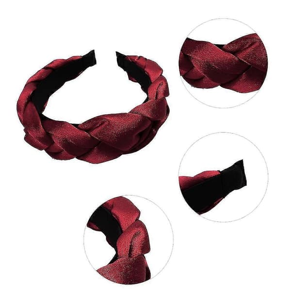 Hårband för kvinnor Sammet Flätade Hårband Mode Hårband Kors Hårtillbehör wine red