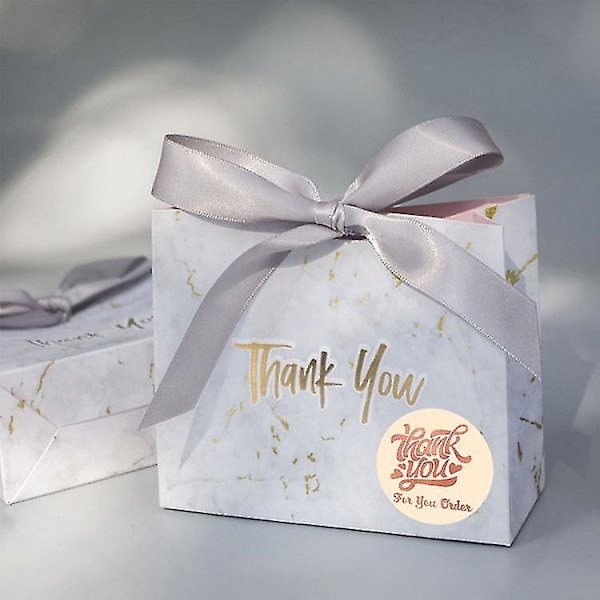 2x500 st Xmas Juldekaler Rulle?etikett Rosa Champagne Brons Tack För Din Beställning Present&