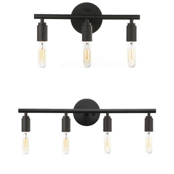 3-pære badeværelsesspejl lampe sort metal væglampe indendørs