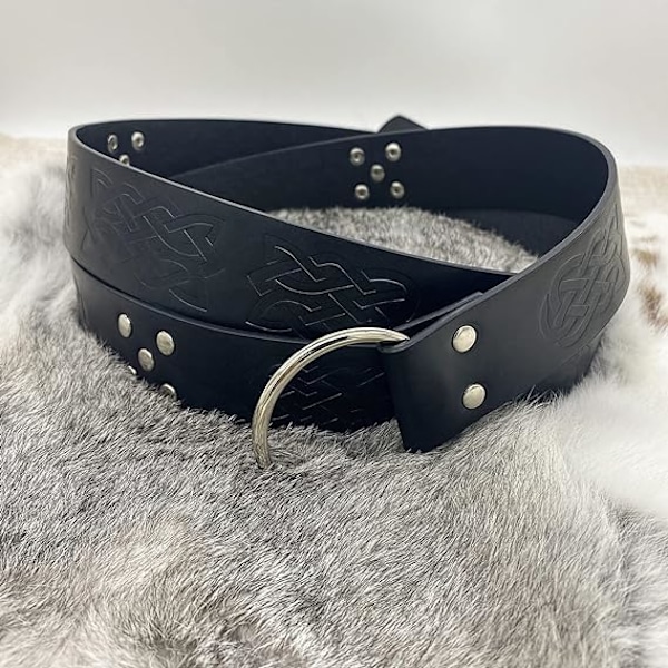 Viking Präglad PU-Läderbälte (Svart), Medeltida Läderbälte, Vi