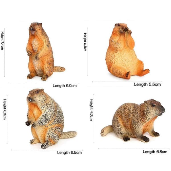 4x Murmeldyr Actionfigurer Pædagogisk Legetøj til Børn Festartikler Drenge Piger