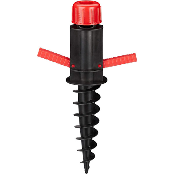 Sort base, parasolholder, rød, skruesupport, jordsok, D