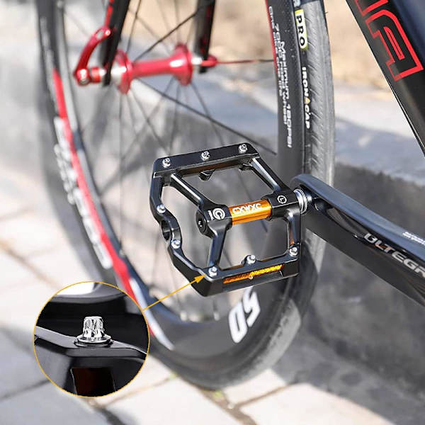 Vej/MTB cykelpedaler i aluminiumlegering med aftagelige anti-slip studs