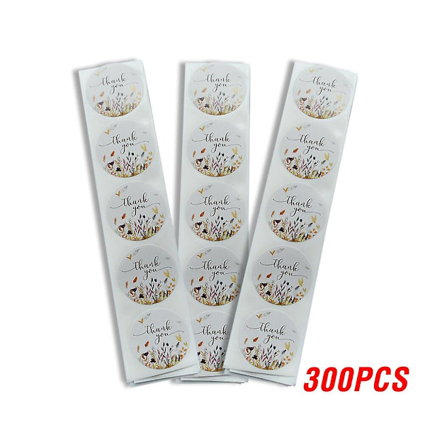 Etikett Rulle Blomma Tack Stickers Scrapbooking För Present Dekoration Pappersvaror Sticker Tätning Etikett Handgjord Stickeryh223-300pcs