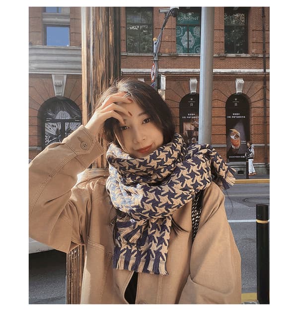 Varmt ternet tørklæde imitation cashmere sjal 55*190cm