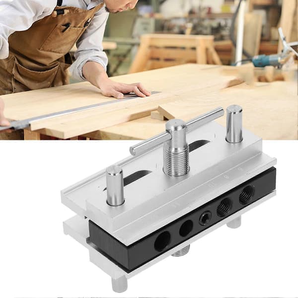 Självcentrerande Dowel Jig Kit Borrguide Set Legerat Stål Träbearbetning Hålslagare Lokalisator Metriskt System