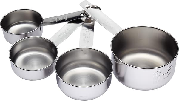 Set med 4, Silver, Mätkoppset, Mätsked i rostfritt stål