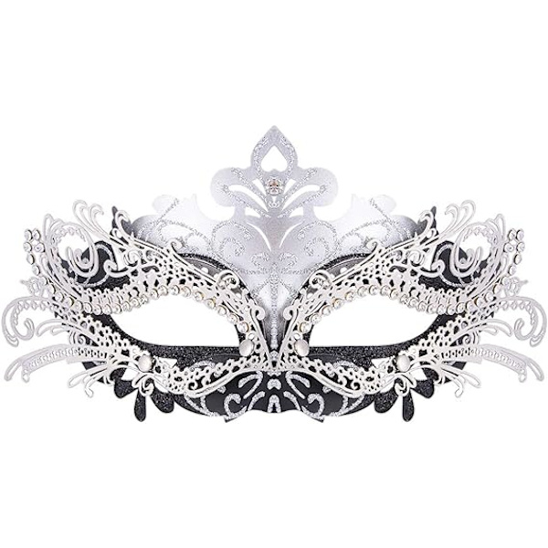 Venetiansk mask (svart silver), för maskeradboll och kostym, för kvinnor