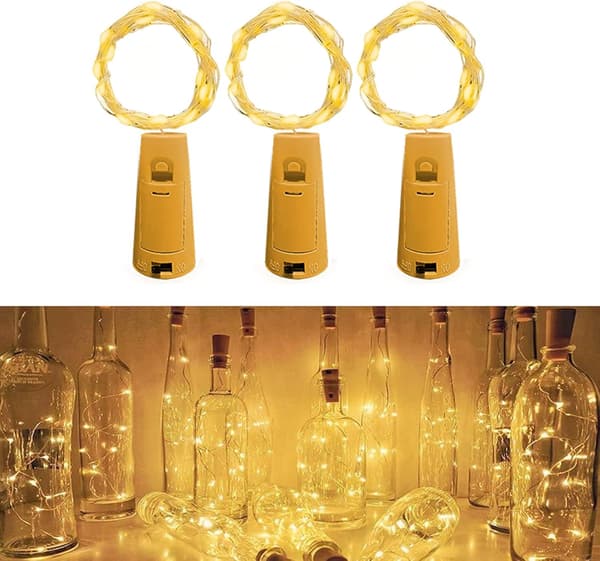 LED-flaskhängande ljus, [3 stycken] 2m 20 LED för flaska, LED-flaskljus