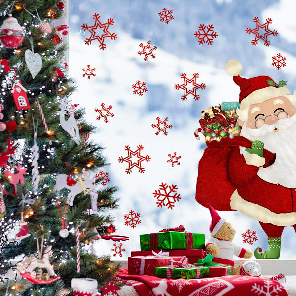##/Snögubbe Tomte väggdekal, fönsterdekal 27*40cm##/