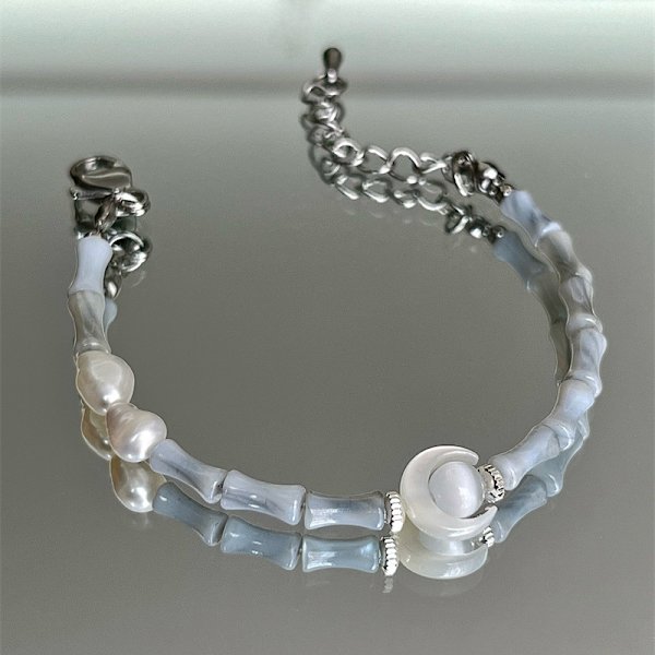 /#/1PC Moonlight Bamboo Pearl Beaded Bracelet/#/