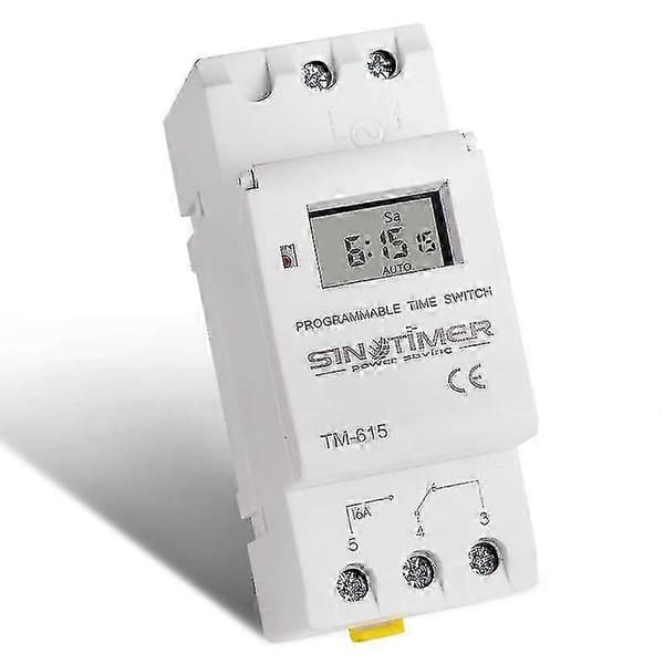 Elektronisk timer, TM615-2 tidsbryter 7 24 timer programmerbart LCD tidsrelé-220V