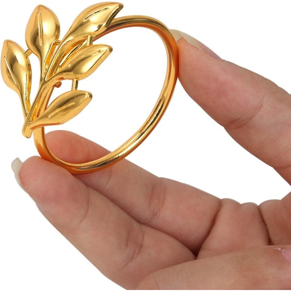 Guld + Blade, 10 stk. Guldfolie Servietringe, Servietring, Serviet