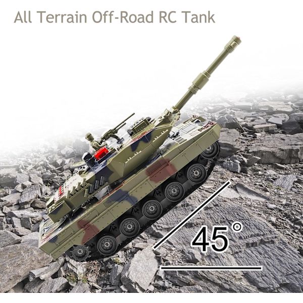 Fjernstyrt Tank for Gutter, Militærtank med Røyk, Lys og Lyder