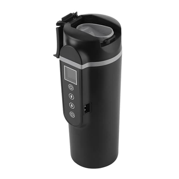 Bilvärmekopp Rostfritt Stål Universal LCD Intelligent Temperaturdisplay 500ml 12?24V