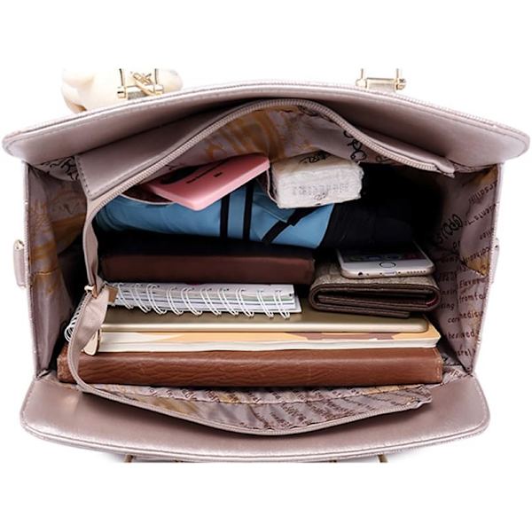##/（4-pack）Damer PU-läder Handväska Topphandtag Väska Messenger Väska##/