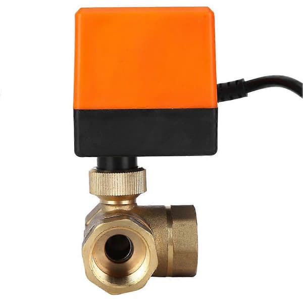 Motorisert kuleventil L-form Oransje Messing Elektriske Ventiler 3-Ledning 2-Kontroll 1.6MPa 6W AC220V G3 / 4 tommer