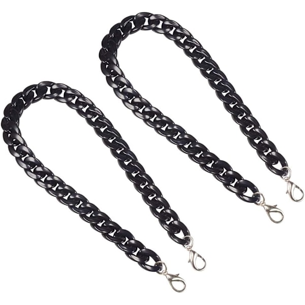 2 st svarta väskekedjor (76,5 cm), Resin Väskekedja Ersättning