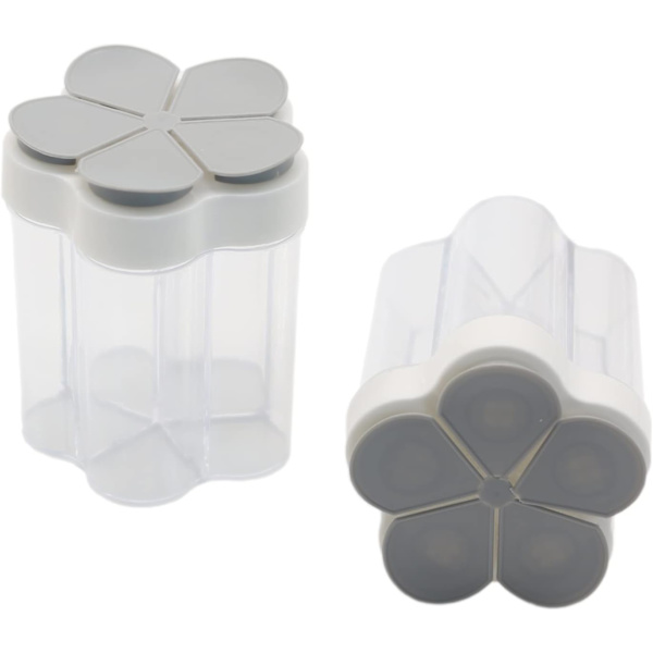 2-pack 5-i-1 Kryddburkar med lock, transparenta plastkryddburkar för K