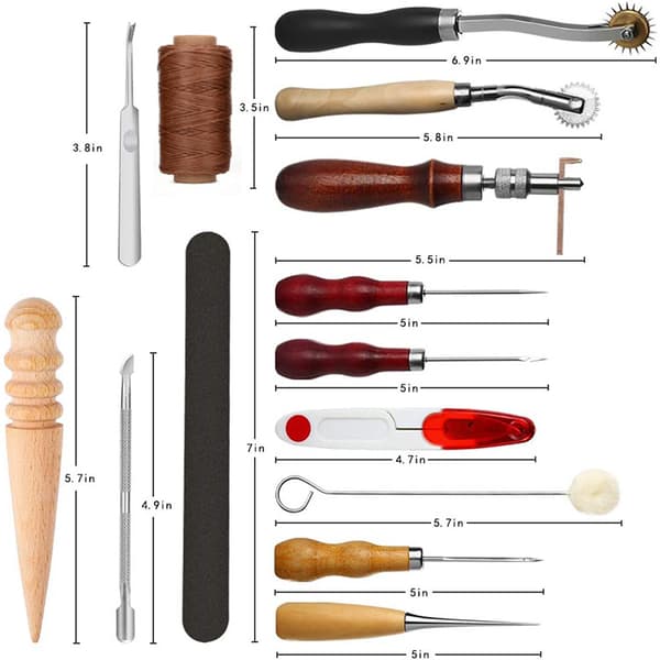 Læder Syværktøjs Reparationskit 31 Dele Håndsyning Håndværk DIY Kit