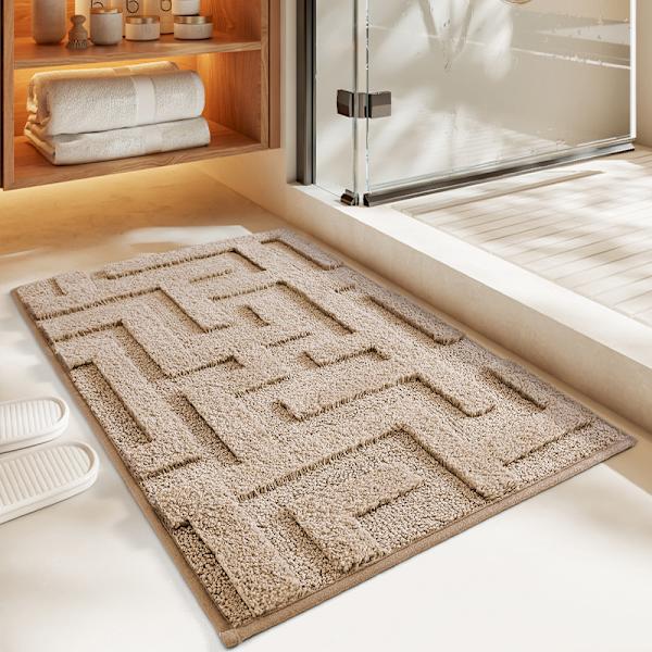 Skridsikker Bademåtte 40x60cm Beige, Absorberende og Vaskbar Badeværelse