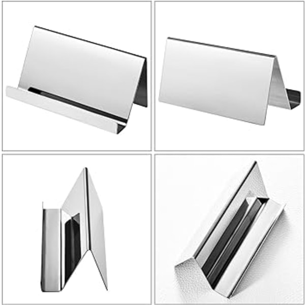 (Sølv)2-pakke visitkortholdere i rustfrit stål Desktop Ca