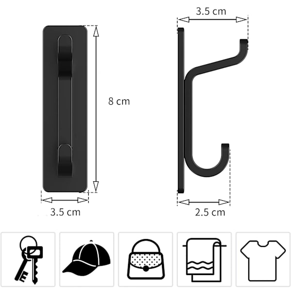 ##/Svarta, 4-pack självhäftande krokar, extra starka klibbiga krokar##/