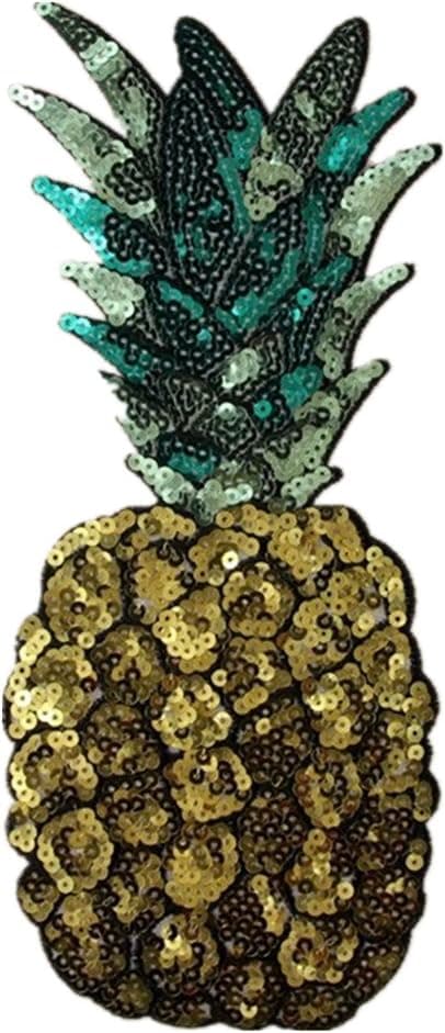 1 Pack Stora Ananas Strykjärnslappar, Fruktpaljetter Broderade
