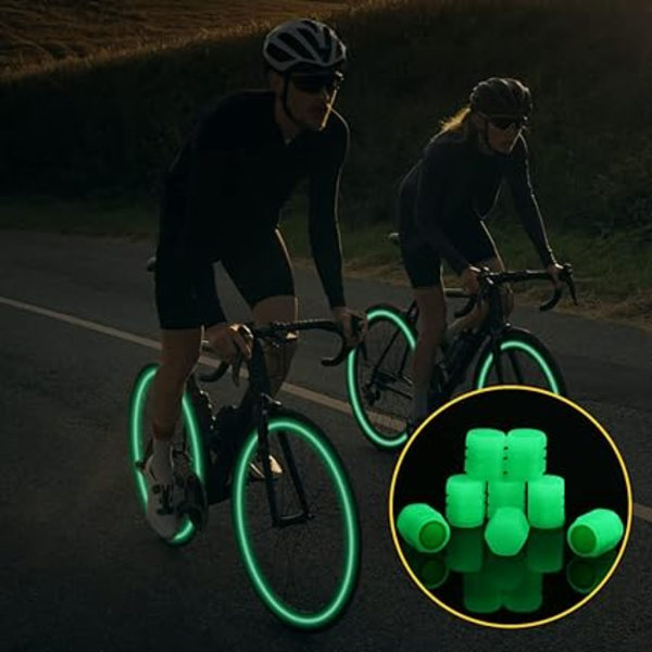 /#/Fluorescerende Dækventilhætte(Grøn), 8PCS Lysende Universal Støv/#/