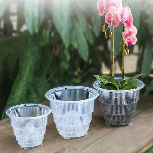 15 cm Orkidé Klar Blomkruka Plast Slitsad Andningsbar Orkidékruka