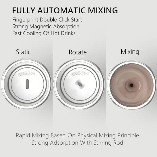 Vit Själv-Rörande Mugg Automatisk Magnetisk Rostfritt Stål Kaffe Mugg