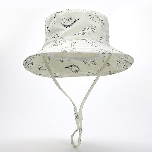 Hvid Dinosaur - 48cm Bredbremmet Solhat Baby Barn Sommer Beanie f