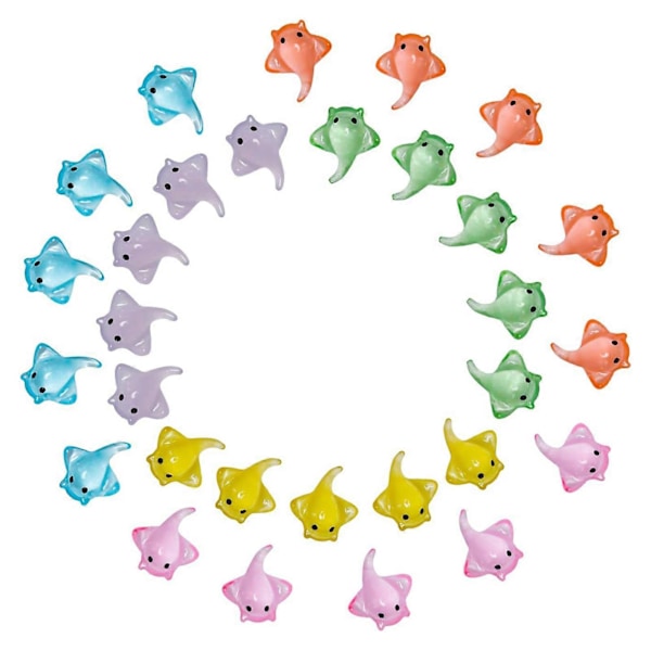 30/60 st Mini Manta Ray Figurin Färgrik Harts Havsfisk Ornament Liten Havsdjur Leksak Miniatyr Staty Skrivbord Akvarium Mikrolandskapsdekoration 30PCS