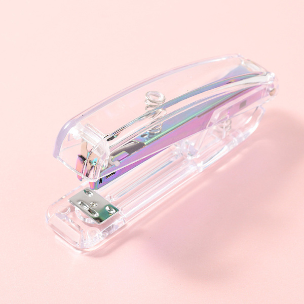 Originell häftapparat, trendig transparent form, kontor och hem