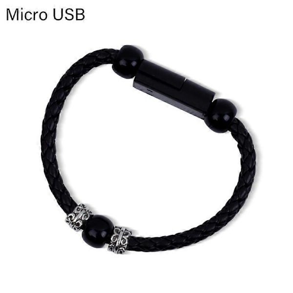Keinonahkainen punottu rannekoru Micro USB Type-C -latauskaapeli datan synkronointijohto Micro USB