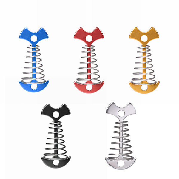 ##/Tältpinnar i aluminiumlegering med fiskbensdesign, 5-pack, däckförankringsstavar, campingtältpinnar med fjäderspänne för utomhusvandring, fisketillbehör##/