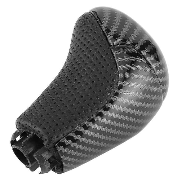 Läder Kolfiber Växelspaksknopp Perforerad Passform för Highlander/Tacoma/Land Cruiser Prado