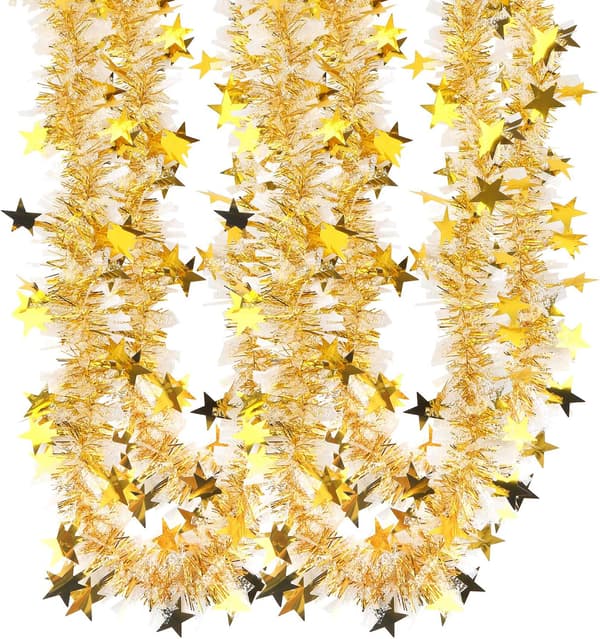 20M Guld Chunky Juleglimmerguirlande med Stjerne til Jul