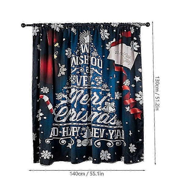 Dekorativt gardin 140x130cm Polyester Snømannmønster - Festlig Aksent