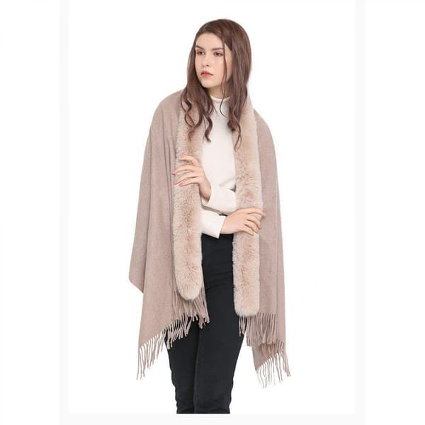 Varm damscarf med pälskrage, fleece scarf, modescarf, vinterscarf