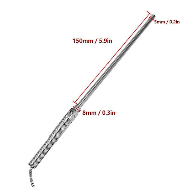M8 Gänga Typ K Termoelement 150mm Sond Temperatursensor Kabel 0-400 (1 m)