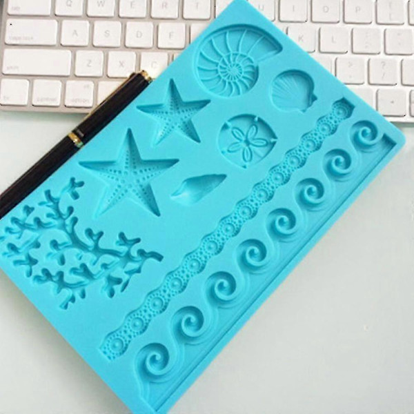 Silikone Muslingeskaller Fondant Og Gum Paste Slik Kage Bageform, blå