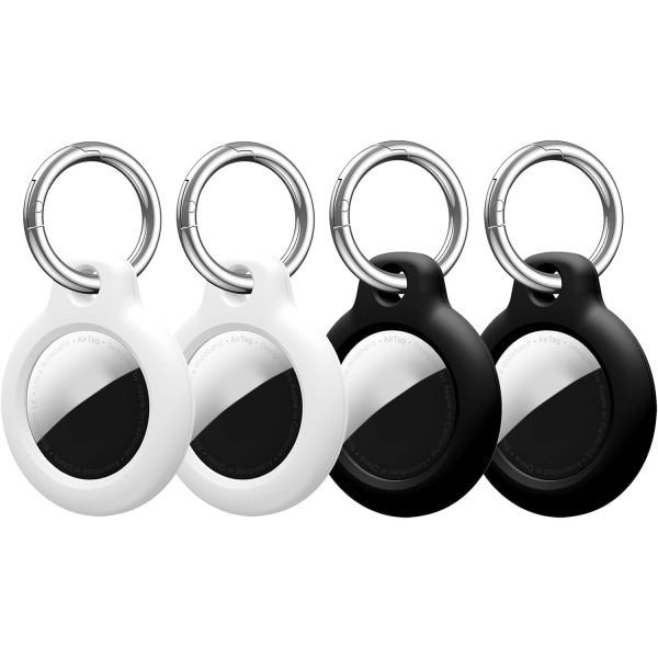 4 kpl mustas/valkoisia suojakoteloita Apple AirTagille - Jäykät