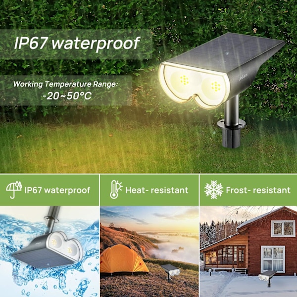 Solcellelamper Utendørs med Bevegelsessensor, IP67 Vanntett Utendørs