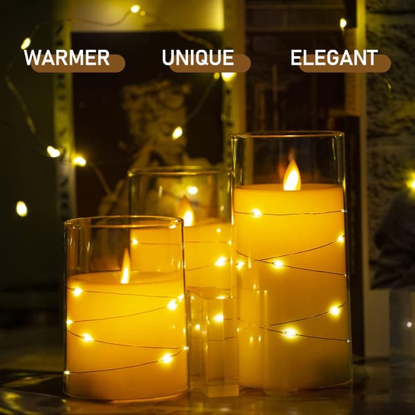 ##/Sett med 3 blinkende LED-lys, glasslys med fjernkontroll ##/