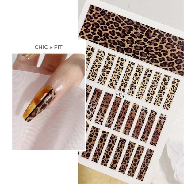 Nagelsticker Levande 3D-effekter Ultratunna Populära Leopard Sliders Konstdekorationer Djurmönster för Manikyr 7