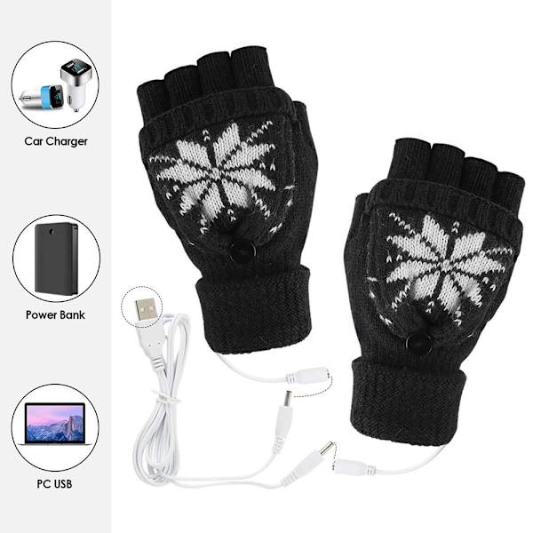 Sorte USB dobbeltsidede opvarmede handsker